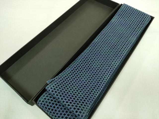 平和屋本店＊極上 男性 夏物 角帯 羅 青系 暈し 箱付き 逸品 DZAA7463kh5