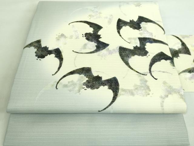 平和屋着物＊極上 夏物 九寸名古屋帯 蝙蝠 コウモリ 和紙 逸品 DZAA7483kh5