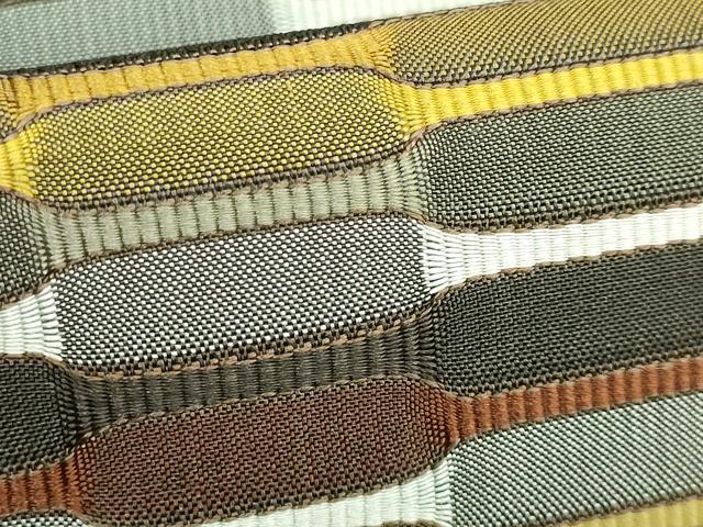 平和屋本店■極上　藤山千春　九寸名古屋帯　横段文　黒橡色地　逸品　DZAA7487kh5