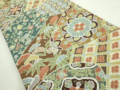 平和屋本店■最高級　中国三大刺繍　総相良刺繍　総詰め　200万粒　総刺繍　袋帯　正倉院更紗花文　逸品　DZAA7499kh5