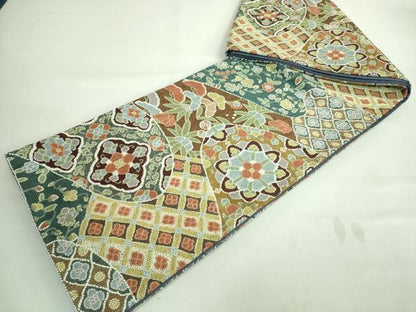 平和屋本店■最高級　中国三大刺繍　総相良刺繍　総詰め　200万粒　総刺繍　袋帯　正倉院更紗花文　逸品　DZAA7499kh5