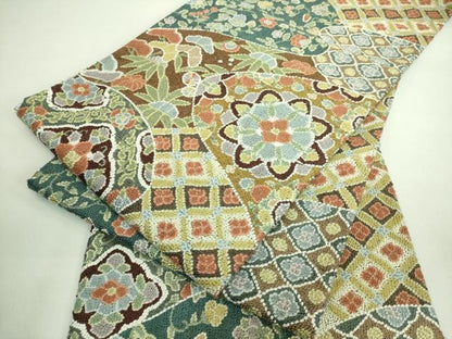 平和屋本店■最高級　中国三大刺繍　総相良刺繍　総詰め　200万粒　総刺繍　袋帯　正倉院更紗花文　逸品　DZAA7499kh5