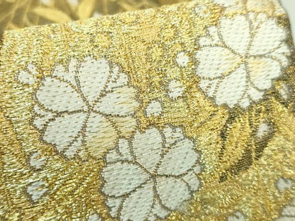 平和屋着物●極上　銀座きしや　佐賀錦　六通柄袋帯　唐織　枝垂れ桜　金糸　たとう紙付き　逸品　DZAA7504kh5