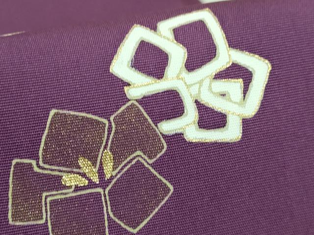 平和屋着物●極上 塩瀬 九寸開き名古屋帯 駒刺繍 色紙花文 金彩 桑の実色地 逸品 DZAA7509kh5
