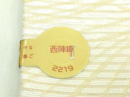 平和屋着物＊極上 夏物 西陣 佐々木染織謹製 九寸名古屋帯 抽象文様 金糸 証紙付き 逸品 未使用 DZAA7511kh5
