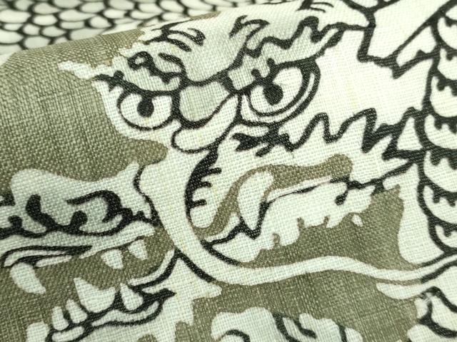 平和屋本店■極上　夏物　和染紅型　栗山紅型　栗山吉三郎　九寸名古屋帯　本大麻帯　龍　反端付き　逸品　未使用　DZAA7512kh5