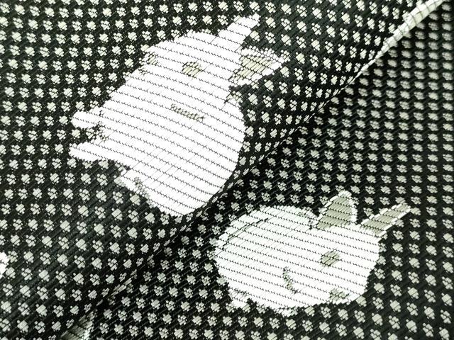平和屋着物●極上　本場筑前博多織　両面　半幅帯　兎　うさぎ　黒地　博多金ラベル　協和織謹製　証紙付き　逸品　DZAA7515kh5