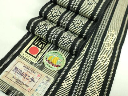 平和屋着物■極上　男性　読谷山ミンサー　角帯　草木染　綿　証紙付き　逸品　未使用　DZAA7517kh5