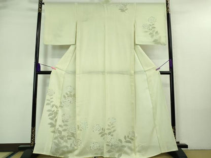 平和屋着物▽極上 訪問着 無双 紗袷 紗×絽 紫陽花 あじさい 若芽色地 金彩 逸品 DZAA7532kh5