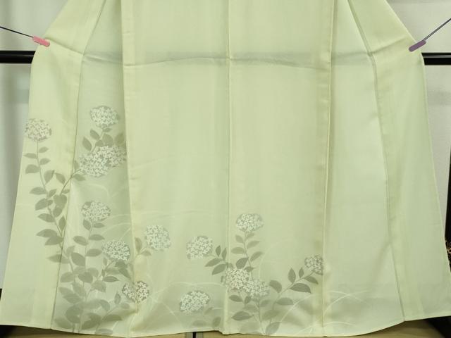 平和屋着物▽極上 訪問着 無双 紗袷 紗×絽 紫陽花 あじさい 若芽色地 金彩 逸品 DZAA7532kh5