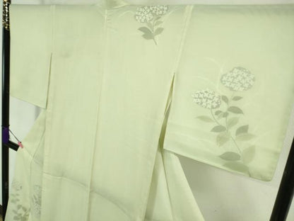 平和屋着物▽極上 訪問着 無双 紗袷 紗×絽 紫陽花 あじさい 若芽色地 金彩 逸品 DZAA7532kh5