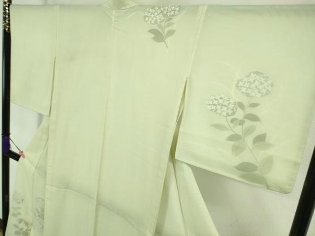 平和屋着物▽極上 訪問着 無双 紗袷 紗×絽 紫陽花 あじさい 若芽色地 金彩 逸品 DZAA7532kh5