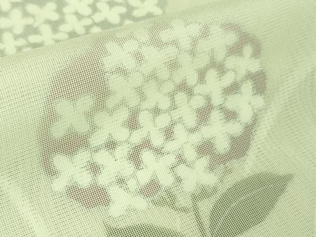 平和屋着物▽極上 訪問着 無双 紗袷 紗×絽 紫陽花 あじさい 若芽色地 金彩 逸品 DZAA7532kh5