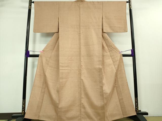 平和屋着物▽極上 染織の名門 しょうざん 生紬 単衣 色無地 鴇唐茶色地 逸品 DZAA7534kh5