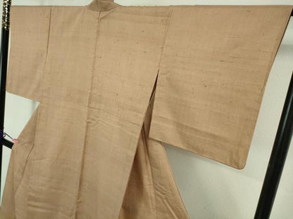 平和屋着物▽極上 染織の名門 しょうざん 生紬 単衣 色無地 鴇唐茶色地 逸品 DZAA7534kh5