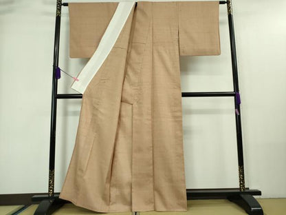 平和屋着物▽極上 染織の名門 しょうざん 生紬 単衣 色無地 鴇唐茶色地 逸品 DZAA7534kh5