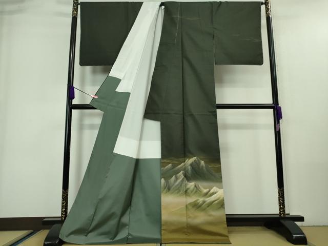 平和屋着物■極上　日本画家　水嶋征夫　本場縞大島紬　訪問着　山脈　逸品　未使用　DZAA7540kh5