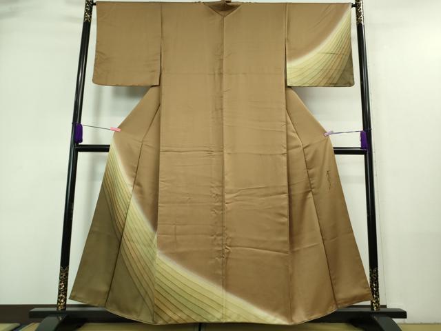 平和屋着物●極上　染色作家　斉藤三才　訪問着　暈し染め　柴染色地　逸品　DZAA7543kh5