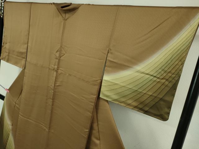 平和屋着物●極上　染色作家　斉藤三才　訪問着　暈し染め　柴染色地　逸品　DZAA7543kh5