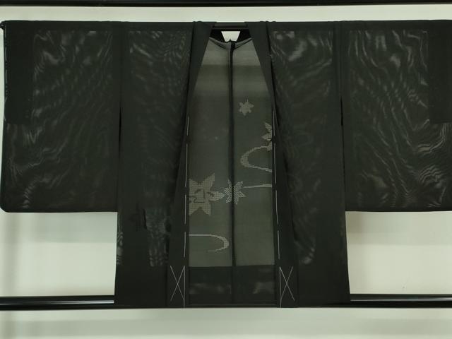 平和屋着物▽極上 羽織 スリーシーズン 春夏秋 塵除け 絽 猫 ネコ 竜田川紋紗 黒地 逸品 未使用 DZAA7550kh5