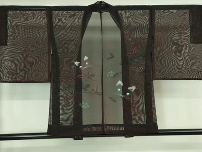 平和屋着物▽極上 羽織 スリーシーズン 春夏秋 塵除け 刺繍 ネコ 猫 舞葉紋紗 逸品 未使用 DZAA7552kh5