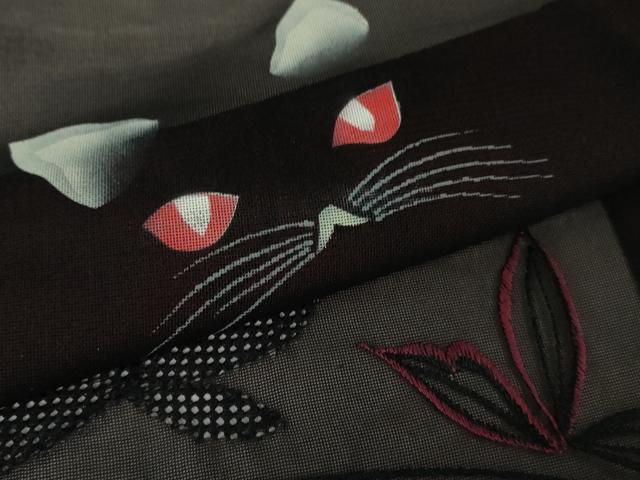 平和屋着物▽極上 羽織 スリーシーズン 春夏秋 塵除け 刺繍 ネコ 猫 舞葉紋紗 逸品 未使用 DZAA7552kh5