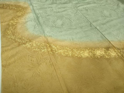 平和屋着物■極上　皇室献上作家　北出与三郎　訪問着　松葉地紋　暈し染め　金彩　山葵色地　反端付き　逸品　未使用　DZAA7554kh5