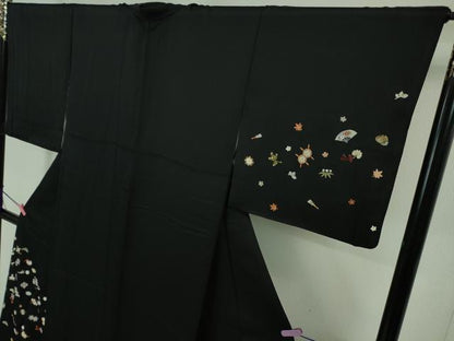 平和屋本店■極上　訪問着　総刺繍　宝尽くし　黒地　金糸　逸品　DZAA7558kh5