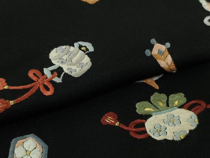 平和屋本店■極上　訪問着　総刺繍　宝尽くし　黒地　金糸　逸品　DZAA7558kh5