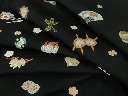 平和屋本店■極上　訪問着　総刺繍　宝尽くし　黒地　金糸　逸品　DZAA7558kh5