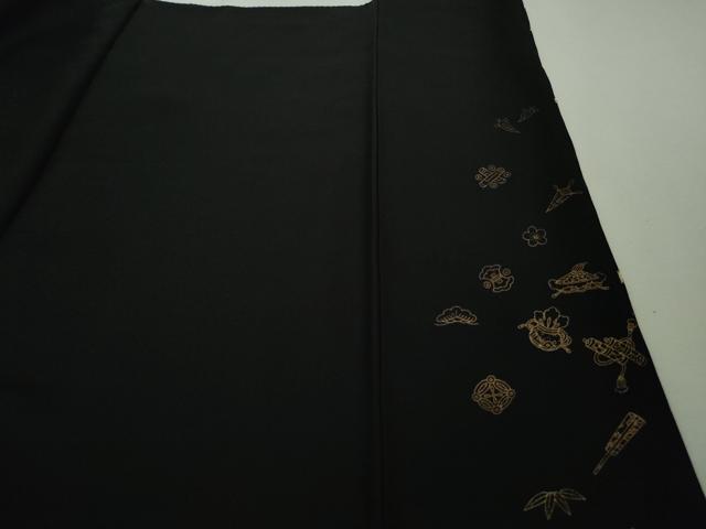 平和屋本店■極上　訪問着　総刺繍　宝尽くし　黒地　金糸　逸品　DZAA7558kh5