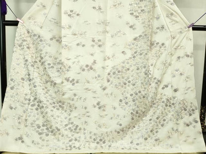 平和屋本店●極上　訪問着　ロング丈　総手刺繍　草花尽くし　象牙色地　金糸　逸品　DZAA7559kh6