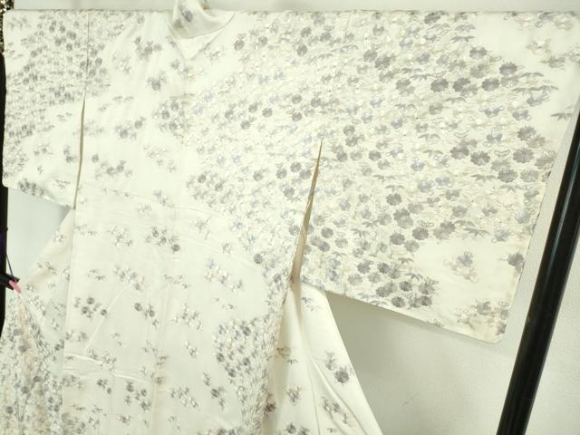 平和屋本店●極上　訪問着　ロング丈　総手刺繍　草花尽くし　象牙色地　金糸　逸品　DZAA7559kh6