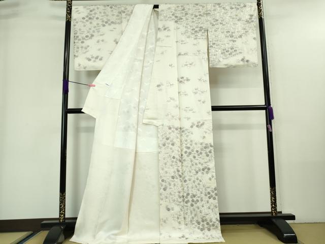 平和屋本店●極上　訪問着　ロング丈　総手刺繍　草花尽くし　象牙色地　金糸　逸品　DZAA7559kh6