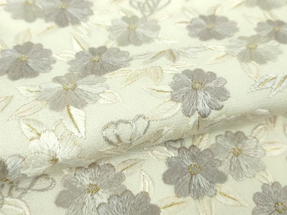 平和屋本店●極上　訪問着　ロング丈　総手刺繍　草花尽くし　象牙色地　金糸　逸品　DZAA7559kh6