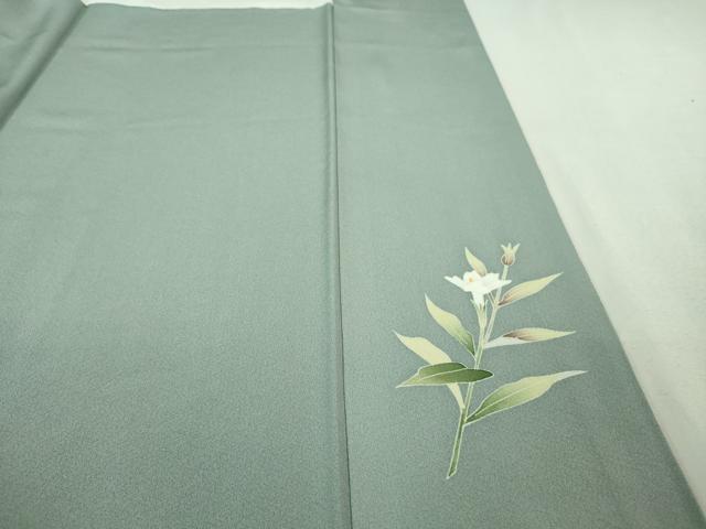 平和屋本店■極上　本加賀友禅作家　田丸幸子　訪問着　枝花文　湊鼠色地　逸品　未使用　DZAA7561kh5