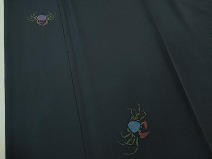 平和屋本店■極上　男性　世界的人形師　辻村寿三郎　ジュサブロー　訪問着　刺繍　蟹　カニ　金彩　逸品　DZAA7566kh5