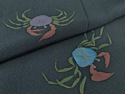 平和屋本店■極上　男性　世界的人形師　辻村寿三郎　ジュサブロー　訪問着　刺繍　蟹　カニ　金彩　逸品　DZAA7566kh5
