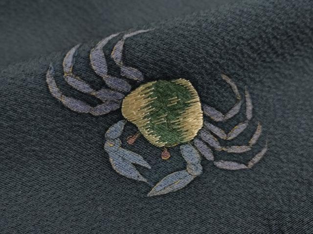 平和屋本店■極上　男性　世界的人形師　辻村寿三郎　ジュサブロー　訪問着　刺繍　蟹　カニ　金彩　逸品　DZAA7566kh5