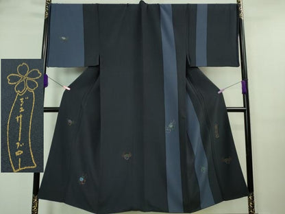 平和屋本店■極上　男性　世界的人形師　辻村寿三郎　ジュサブロー　訪問着　刺繍　蟹　カニ　金彩　逸品　DZAA7566kh5