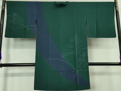 平和屋着物■極上　世界的人形師　辻村寿三郎　ジュサブロー　道中着　ロング丈　刺繍　樹林文　縮緬地　逸品　DZAA7576kh5