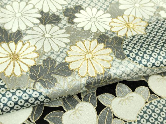 平和屋本店■極上　訪問着　駒刺繍　雲取り吉祥花文　黒地　金彩　逸品　DZAA7618kh5