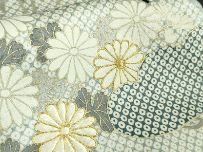 平和屋本店■極上　訪問着　駒刺繍　雲取り吉祥花文　黒地　金彩　逸品　DZAA7618kh5