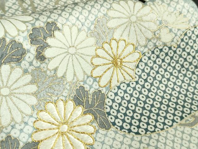 平和屋本店■極上　訪問着　駒刺繍　雲取り吉祥花文　黒地　金彩　逸品　DZAA7618kh5