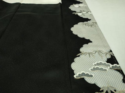 平和屋本店■極上　訪問着　駒刺繍　雲取り吉祥花文　黒地　金彩　逸品　DZAA7618kh5