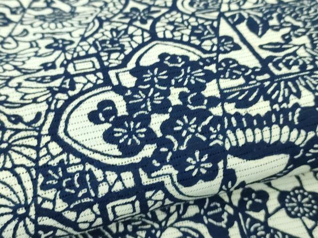 平和屋着物∴極上 夏物 浴衣 綿絽 長板染 花短冊重ね 逸品 DZAA7624kh5