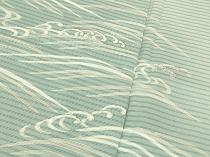 平和屋着物■極上　夏物　色留袖　変わり絽　刺繍　立波文　白緑色地　暈し染め　逸品　未使用　DZAA7625kh5