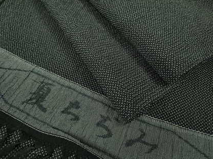 平和屋着物＊極上 夏物 お召 夏ちぢみ 蚊絣 黒地 反端付き 逸品 DZAA7629kh5