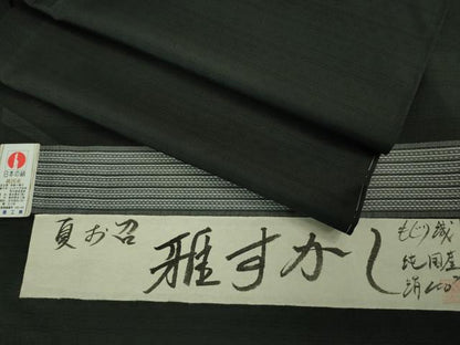 平和屋着物＊極上 夏物 夏お召 もじり織 雅すかし 豊渡工房謹製 黒地 証紙付き 逸品 未使用 DZAA7632kh5