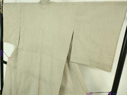 平和屋着物■極上　夏物　小千谷　綿麻縮　縞　小千谷織物　吉新織物謹製　証紙付き　逸品　DZAA7633kh5